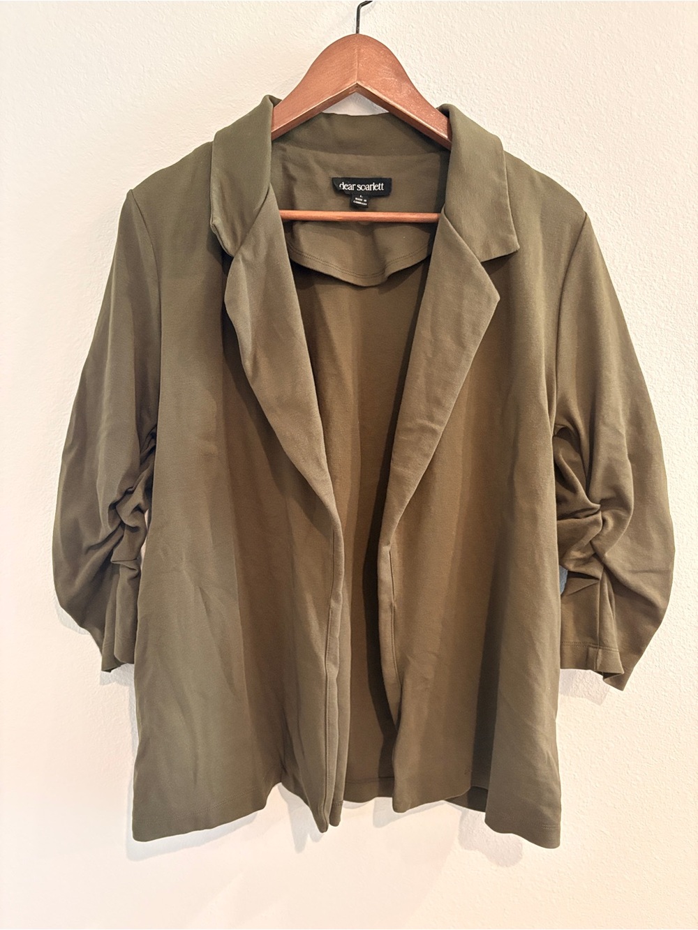 Scarlett Olive Green Open-Front Layering Jacket Blazer